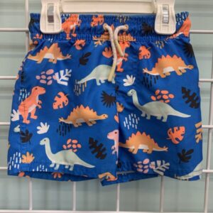 Size 2T - Blue Dinosaur Swim Trunk