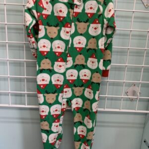 Size 3T - Green Santa Fleece Sleeper