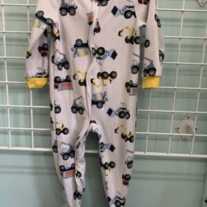 Size 3T - White/Yellow Construction Fleece Sleeper