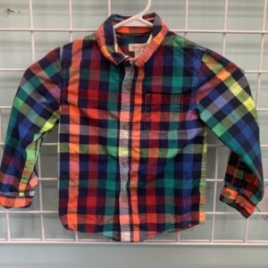 Size 4T - Blue/Rainbow Plaid Shirt