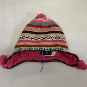 Winter Hat - Infant 00/03 Month, Pink/Brown Stripe