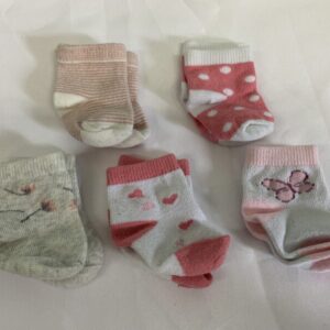 Socks - Infant - Newborn, Pink/White/Grey 5 Pack