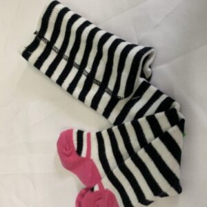 Tights: Infant, 03/12Month, White/Black/Pink Stripe