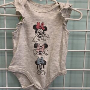 Size 00/03 Month - Grey Minnie Mouse Onesie