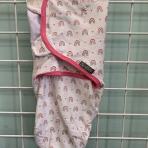 Size 00/03 Month - White/Pink Rainbow Swaddle