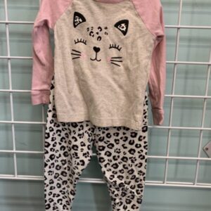 Size 18 Month - Pink/Tan/White Cheetah PJ Set