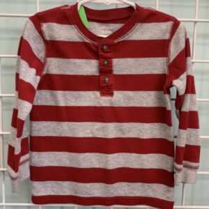 Size 2T - Red/Grey Stripe Shirt