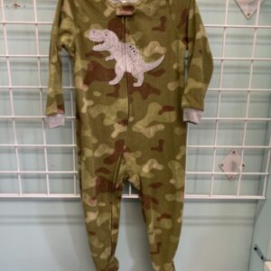 Size 3T - Green Dinosaur Fleece Sleeper