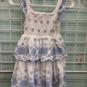 Size 8 - White/Blue Eyelet Dress