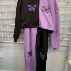 Size 11/12 - Black/Purple Butterfly Shein Set