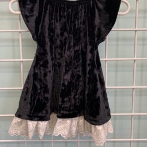 Size 06 Month - Black Velour White Lace Dress