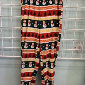Size 8 - Green/Red/Orange Snowman Fleece PJ Pant