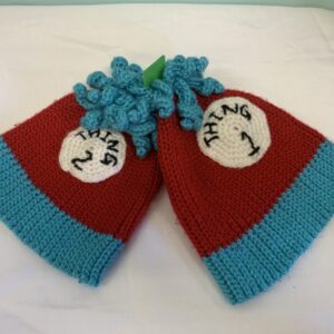 Winter Hat - Youth OSFM, Crocheted Thing 1 & Thing 2 Set