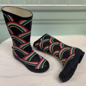 Boots - Size 02 Youth, Blue/Rainbow Mini Boden Rain Boot