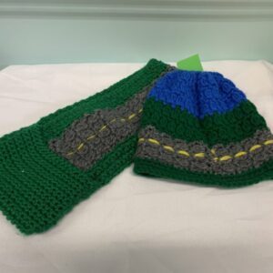 Winter Hat - Toddler/Preschool OSFM, Green/Blue Roadway Hat & Scarf