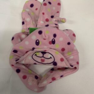 Winter Hat - Infant/Toddler OSFM, Pink Polka Dot Bear Hat & Mitten Set