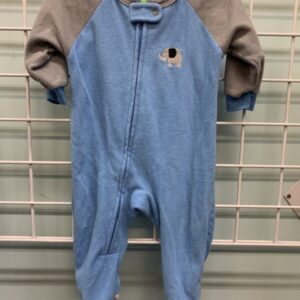Size 12 Month - Blue/Grey Elephant Fleece Sleeper