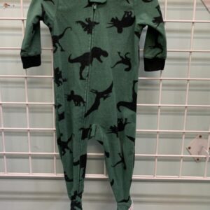 Size 12 Month - Green Dinosaur Fleece Sleeper