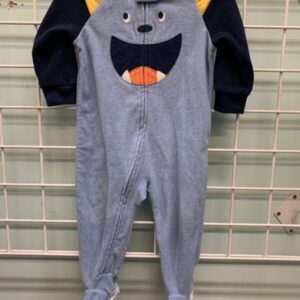 Size 12 Month - Blue Monster Fleece Sleeper