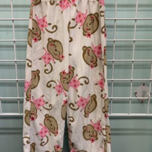 Size 6 - White/Pink Monkey Fleece PJ Pant
