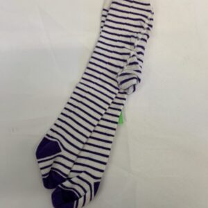 Tights: Infant, 06/09 Month, White/Purple Stripe