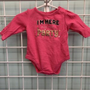 Size 00/03 Month - Pink I'm Here for the Party Onesie