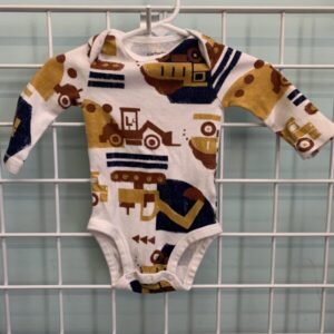 Size 03 Month - White/Blue Construction Onesie