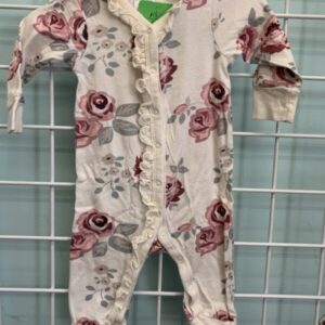 Size 03/06 Month - White/Pink Rose Organic Romper