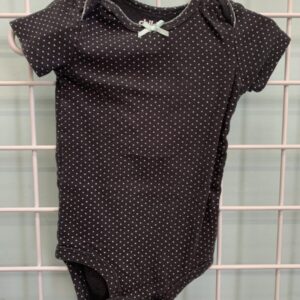 Size 06/12 Month - Black/White Dot Onesie