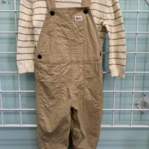 Size 24 Month - Khaki/Cream Sweater & Bib Overall Set