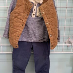 Size 2T - Brown/Blue Vest Set