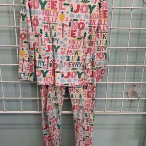 Size 5T - White/Pink Holly Jolly PJ Set