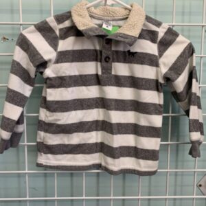 Size 4T - Grey/White Stripe Fleece Shirt